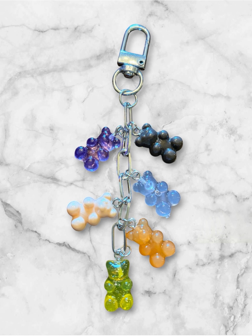 Multicolor Gummy Bear Charm Keychain - Cute Resin Charm Accessory